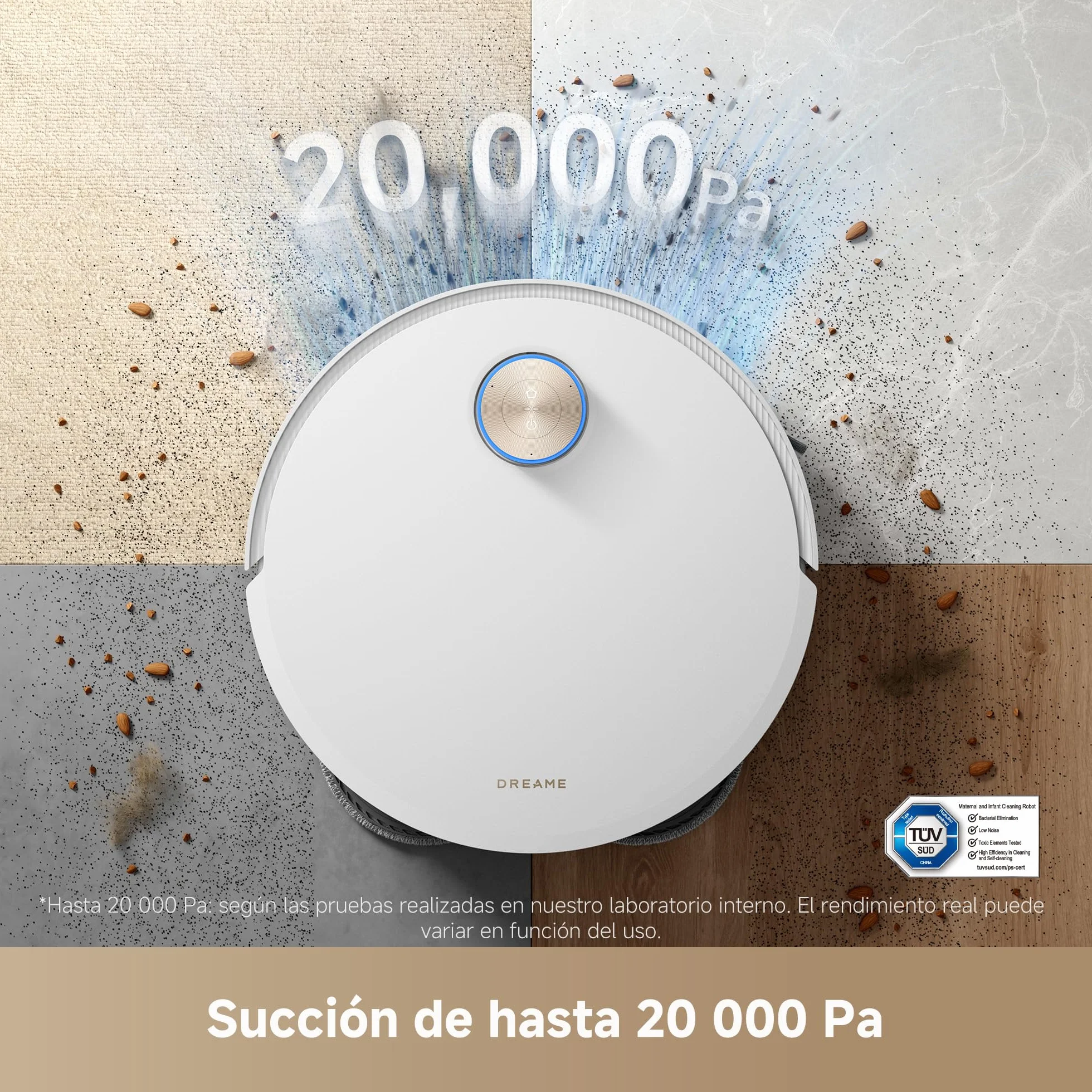DREAME X50 Ultra Robot Aspirador y Fregasuelos, 20000Pa Succión, Obstáculos hasta 6cm, Radar Elevado, App, Blanco