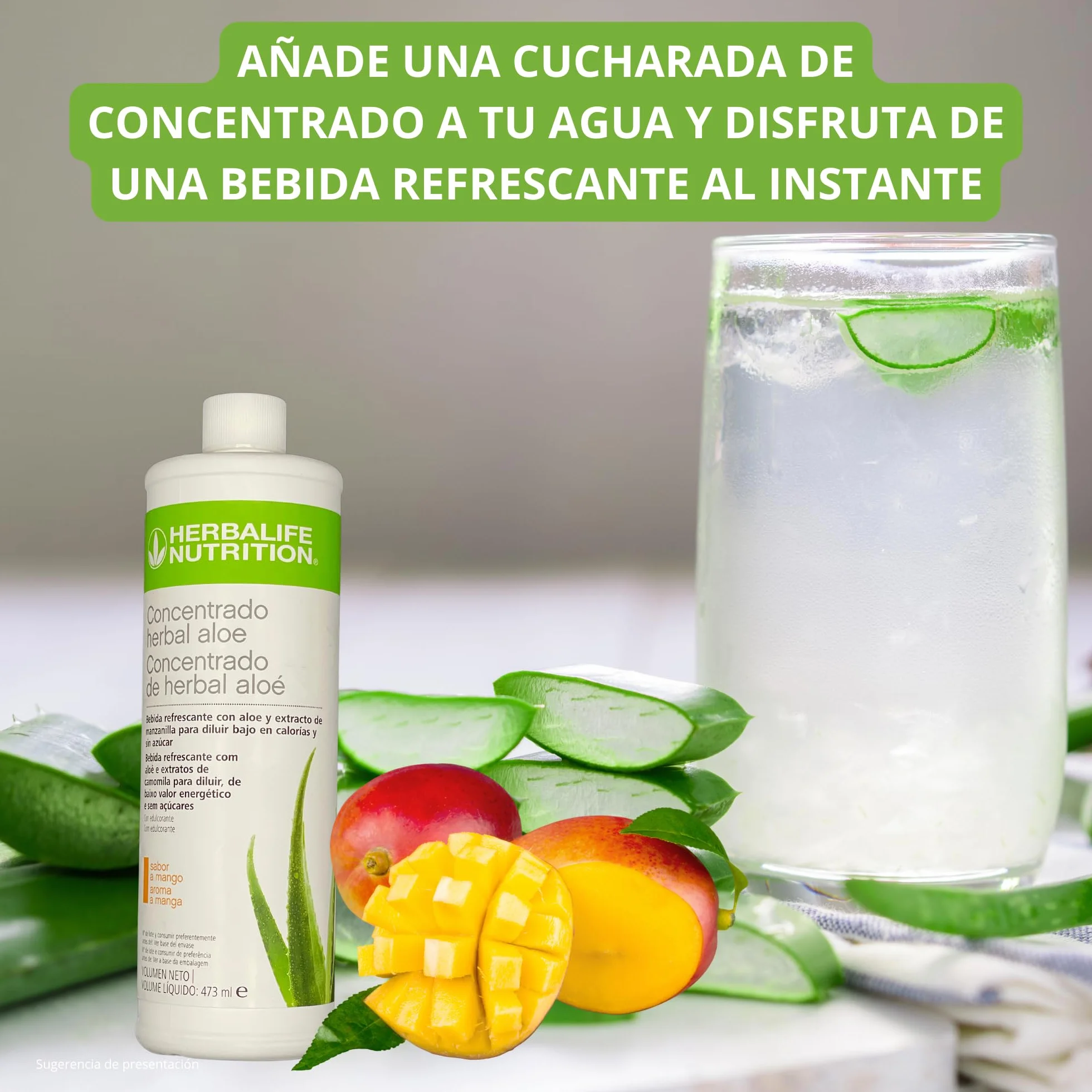 Concentrado Herbal Aloe Herbalife Nutricion - Bebida de Aloe Vera Puro 40% para beber (Mango)