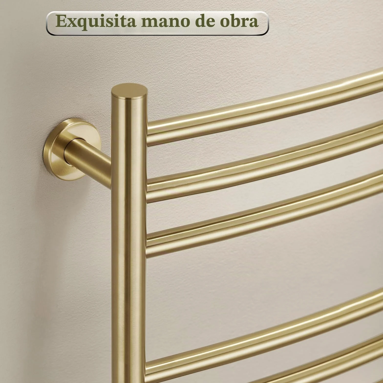 ESOP RadiadorToallero Eléctrico Baño Oro Cepillado 185 W Calienta Toallas 1100 x 600 mm 15 Varilla Curva WiFi Inteligente Temperatura Constante