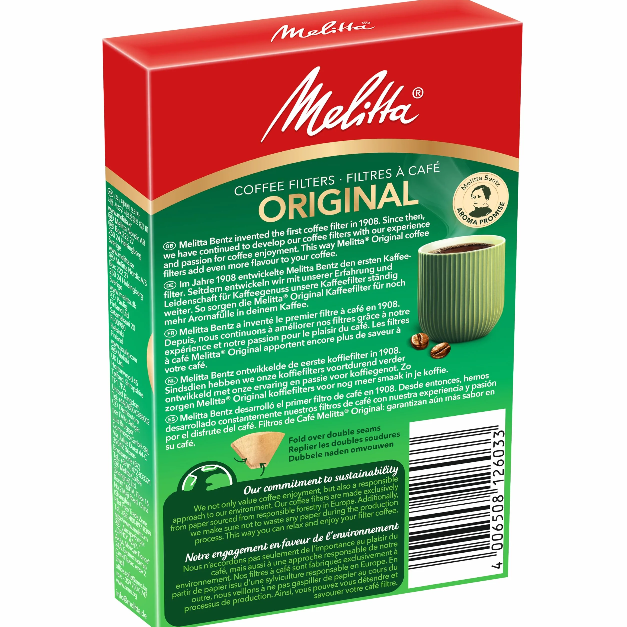 Melitta Filtros de Papel Tamaño 100, Marrón Natural, 40 Unidades