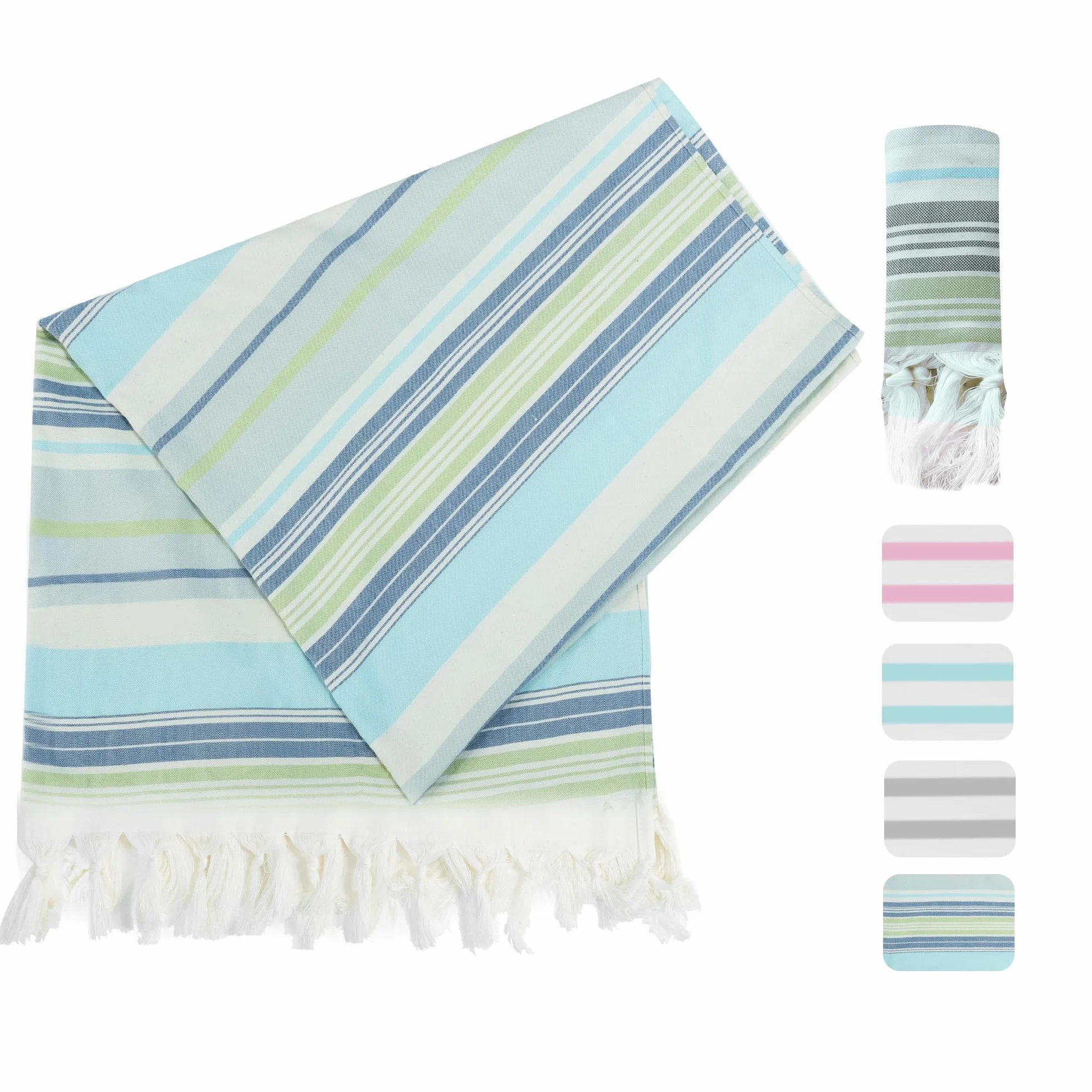 Winthome Toalla Playa Suave-Toalla Hammam de Algodón de Bambú, Ligero Ahorra Espacio, Toalla de Baño Turco con Borlas Absorbente, Libre de Arena, para Mujer Hombre Niños (150x75cm,1 Pack)