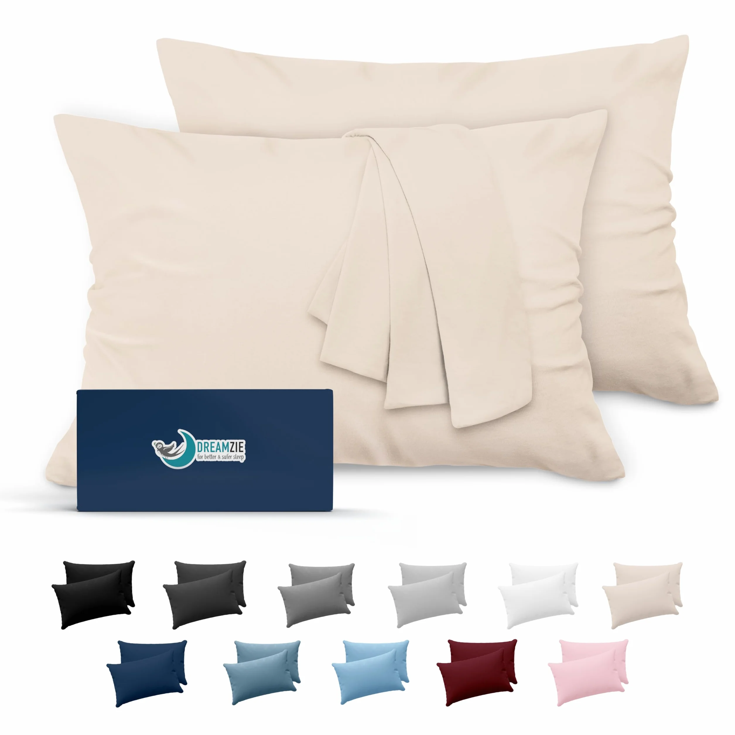 Dreamzie Fundas de Almohada 50x70 cm Beige Microfibra 100% Poliéster Juego de 2