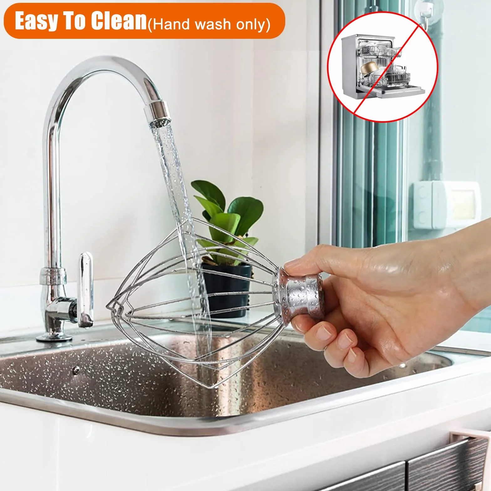 Batidor de espuma de acero inoxidable para Kitchen-Aid Artisan 5 Quart