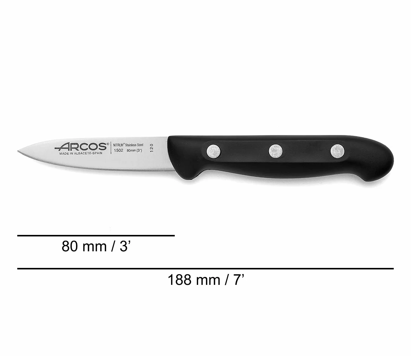Arcos Cuchillo Pelador Acero Inoxidable 80mm Maitre Negro