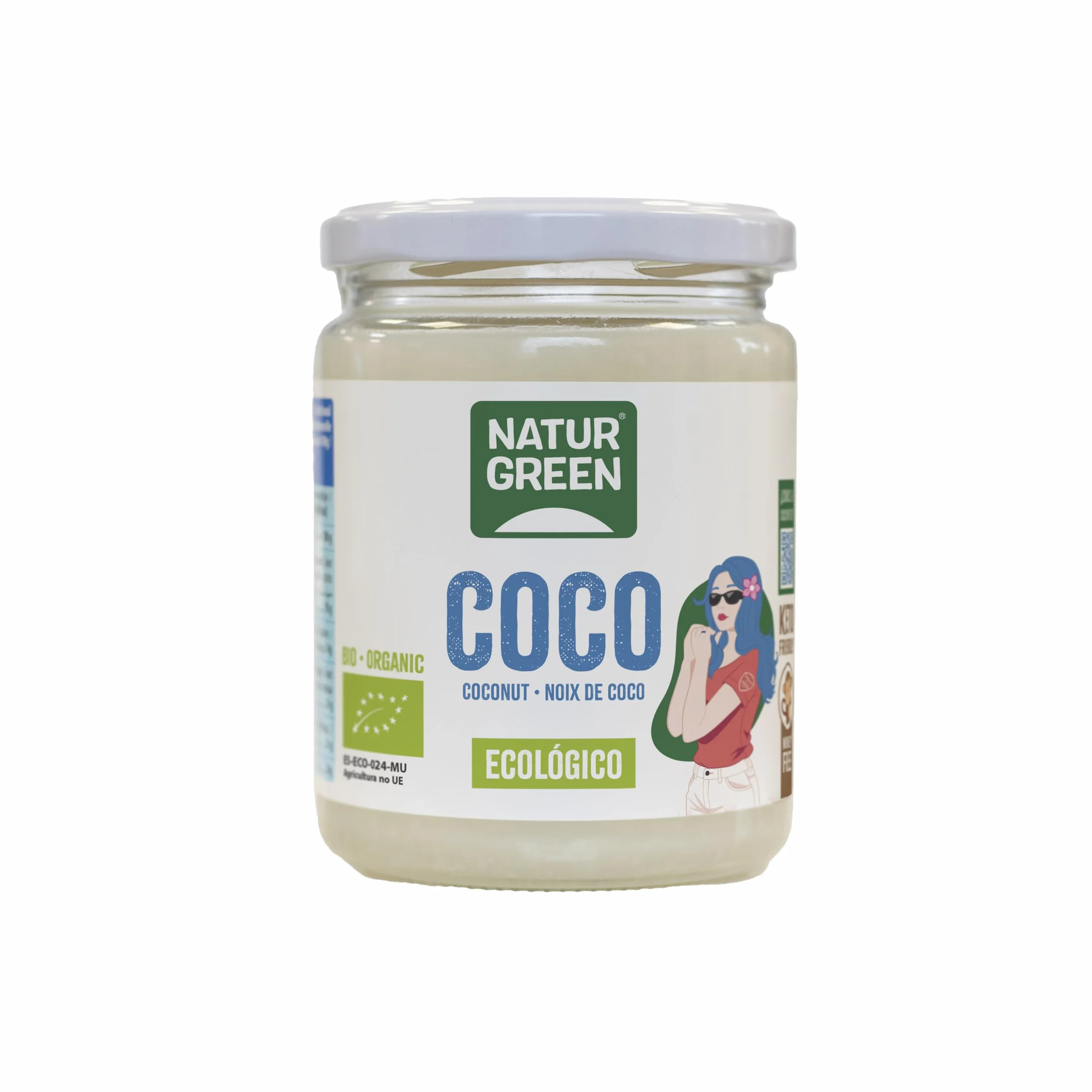 NaturGreen Grasa de Coco Ecológico 400 g 430 ml Envase Vidrio