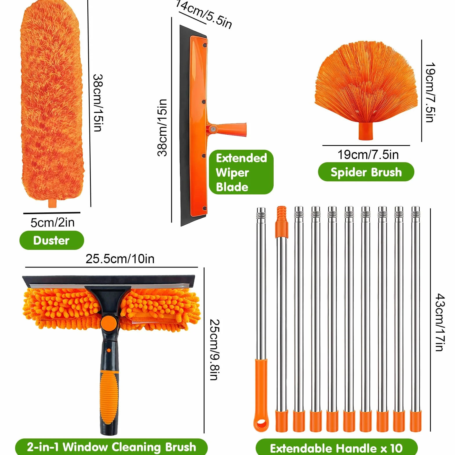 4 Piezas Plumero Atrapapolvo, Plumero Telescopico Extensible 43-430 cm, Plumero Extensible para Limpieza Ventiladores Techo Alto, Telarañas, Persianas, Ventanas