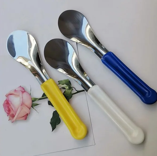 BALSAT Pack de 5 Espátulas para Helados 26 cm Acero Inoxidable Mango de PET Azul Uso Profesional