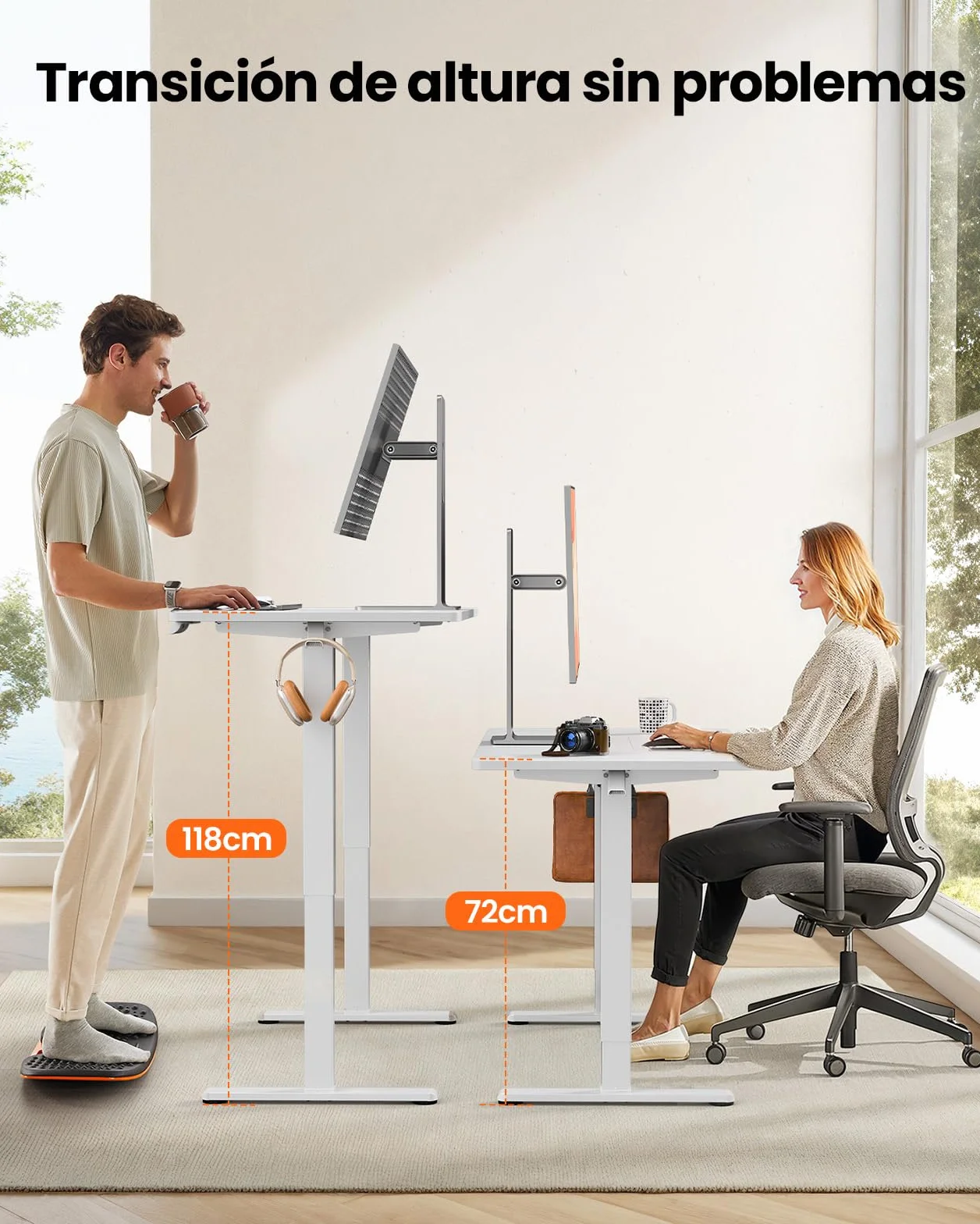 ErGear Escritorio Elevable Eléctrico 120x60 cm Mesa de Trabajo Ajustable en Altura