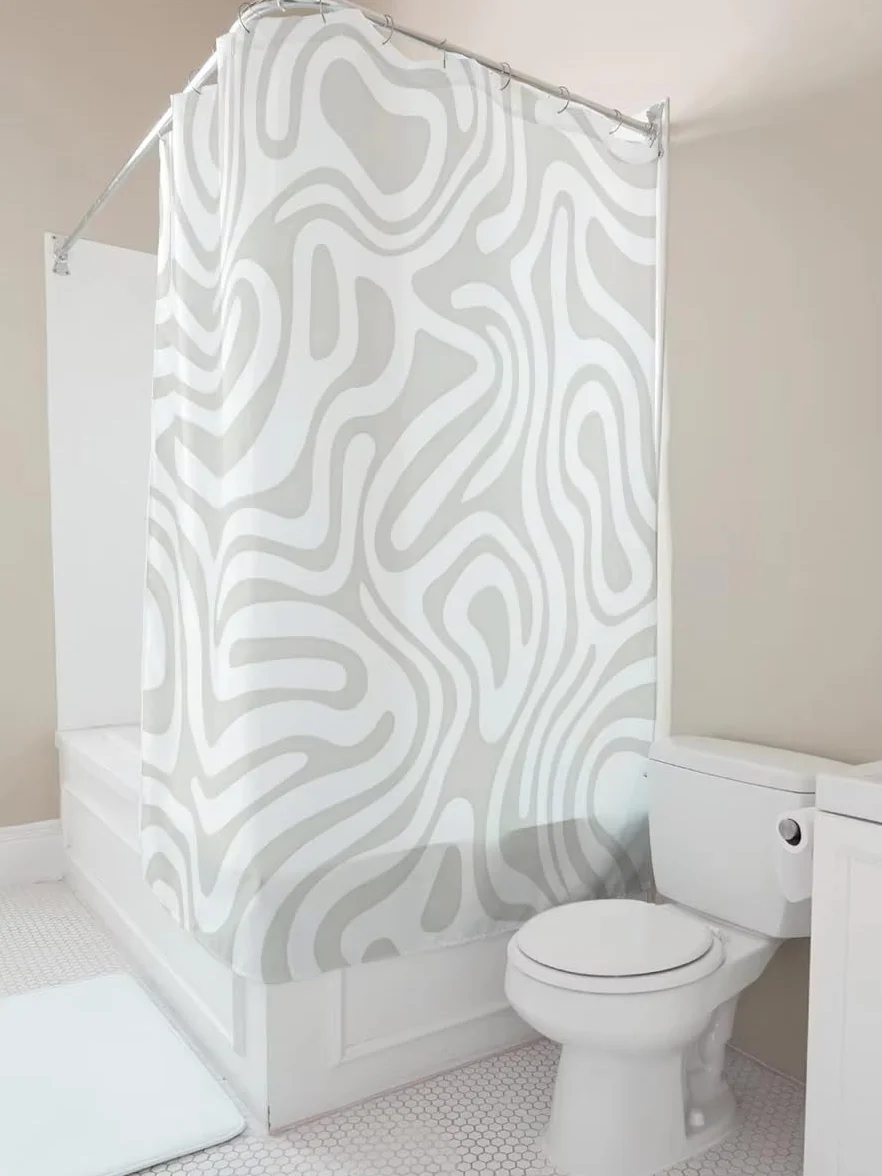 Cortina de ducha impermeable blanca de 137 x 198 cm, tela para decoración del hogar, elegante diseño de lluvia para baños modernos, resistente al moho, fácil de limpiar