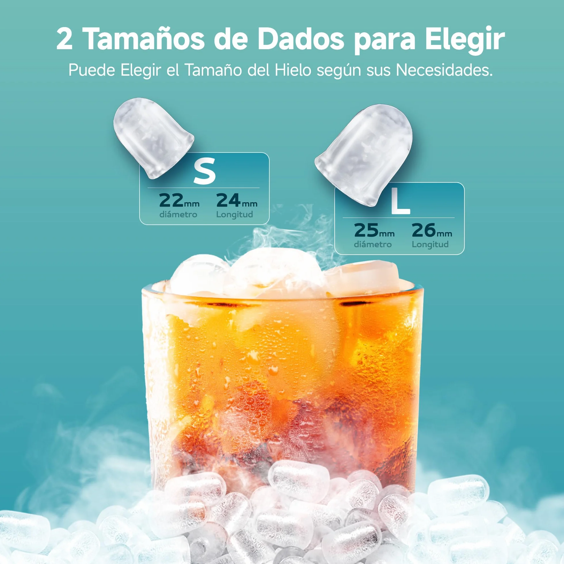 EUHOMY Máquina de Hielo 12Kg/24H Autolimpiable, 9 Cubos en 6 Minutos, Plateado