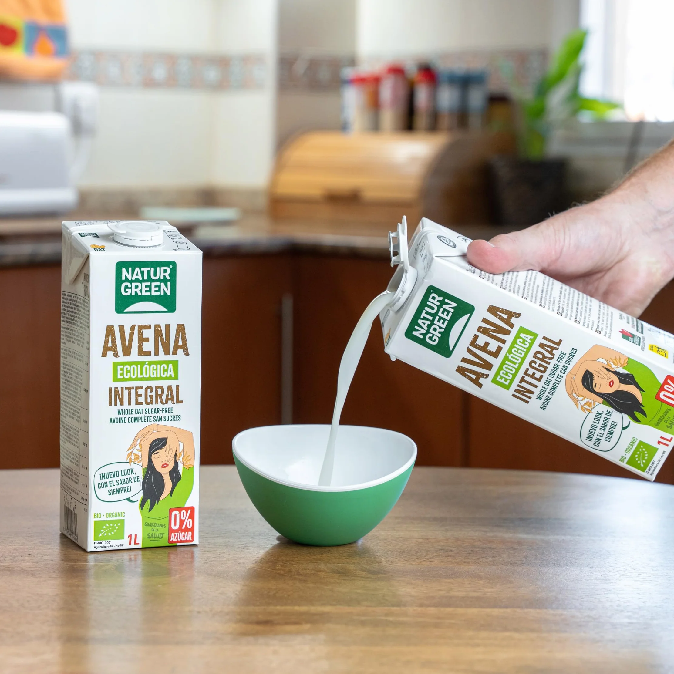 NaturGreen Bebida de Avena Integral Bio Pack 6 x 1L, Sin Azúcares Añadidos, Sin Lactosa