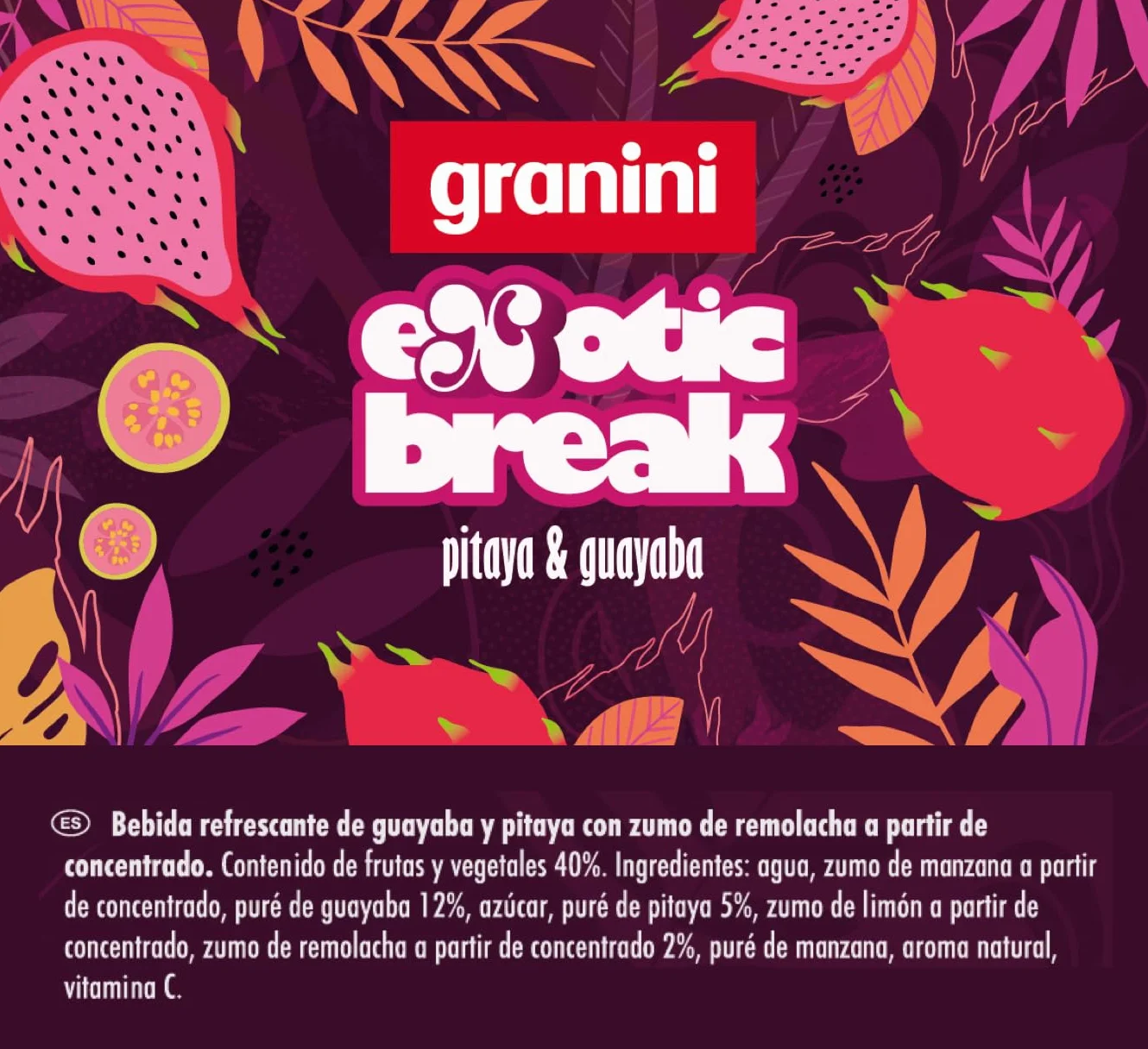 Granini Exotic Break Bebida de Pitaya y Guayaba con Zumo de Remolacha 1L