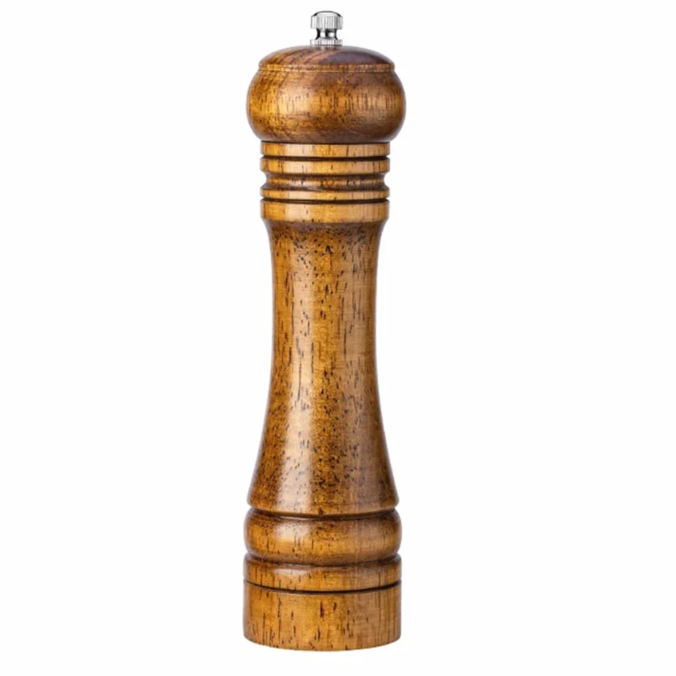 Molinillo de pimienta de madera, molinillo de sal manual, molinillo de pimienta ajustable de grosor recargable, triturador de granos de pimienta, para cocina, mesa, herramientas de condimento, 25,4 cm