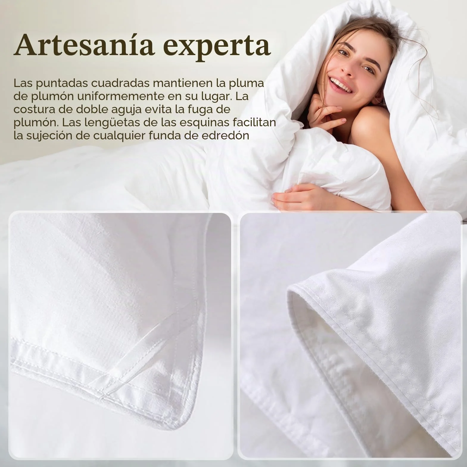 DWR Edredon Cama 105/120,Edredón de Plumas y Plumón 200x200 cm,Invierno cálido 450gr/㎡,100% Algodón,Suave, Transpirable,Certificado Oeko-Tex y RDS, Blanco