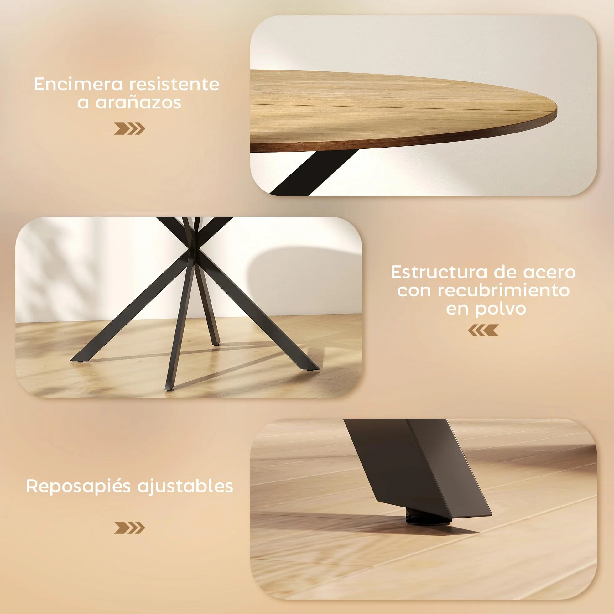 HOMCOM Mesa de Comedor Redonda para 4 Personas, Ø120x75 cm, Mesa de Cocina Industrial con Estructura de Acero, Roble