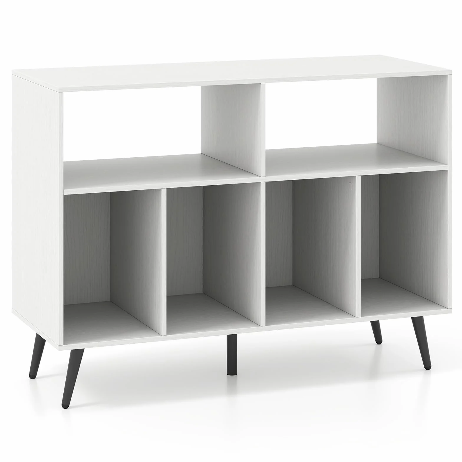 GIANTEX Soporte para Tocadiscos Estantería para Discos de Vinilo 100x40x74,5 cm Mueble de Almacenamiento Blanco