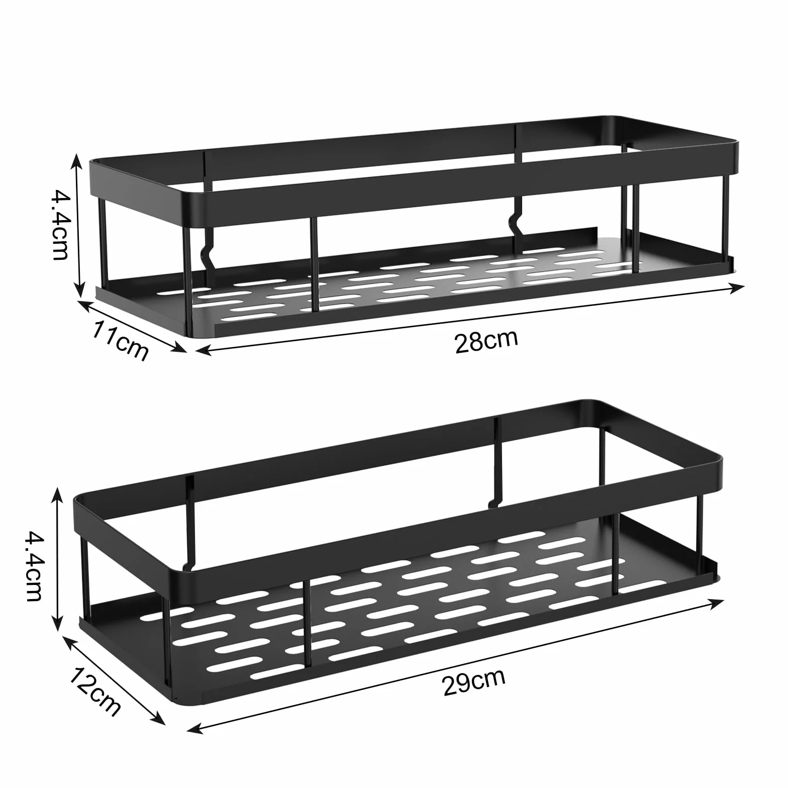 Estantería Baño 2 Piezas Resistente Agua Óxido Sin Taladro Organizador Ducha Champú Gel Negro