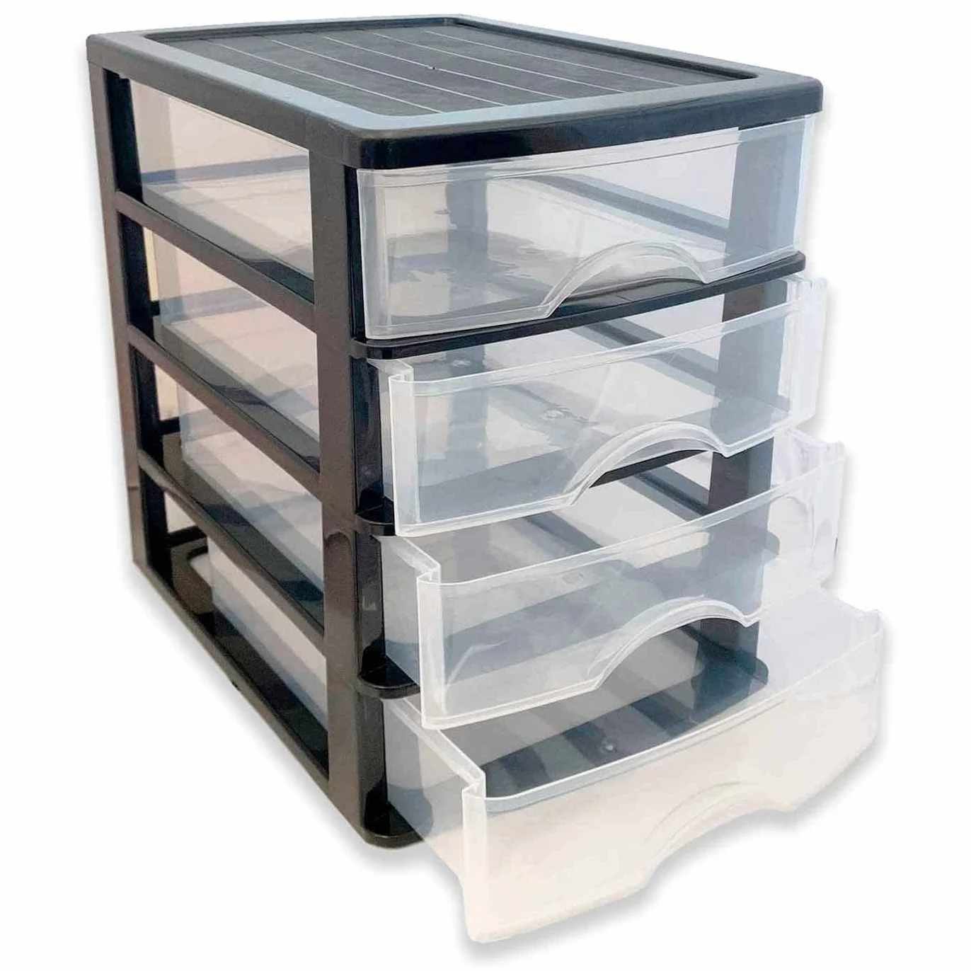 AC - Cajonera de Almacenamiento Sobremesa con 4 cajones, Torre de Almacenamiento Multiusos para Oficina, hogar, Escuela - 35 x 27 x 35,5 cm - Color Negro - Modelo Aleatorio