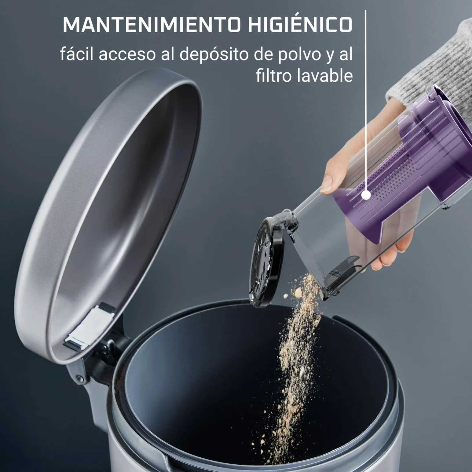 Rowenta X-Pert 7.60 Aspiradora sin cables, 140W, filtro HEPA, 45 min, luz LED, lila