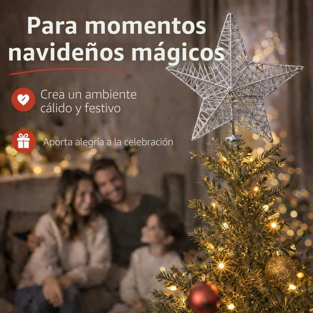 Estrella Plateado Accesorio Copa del Árbol de Navidad para Abeto
