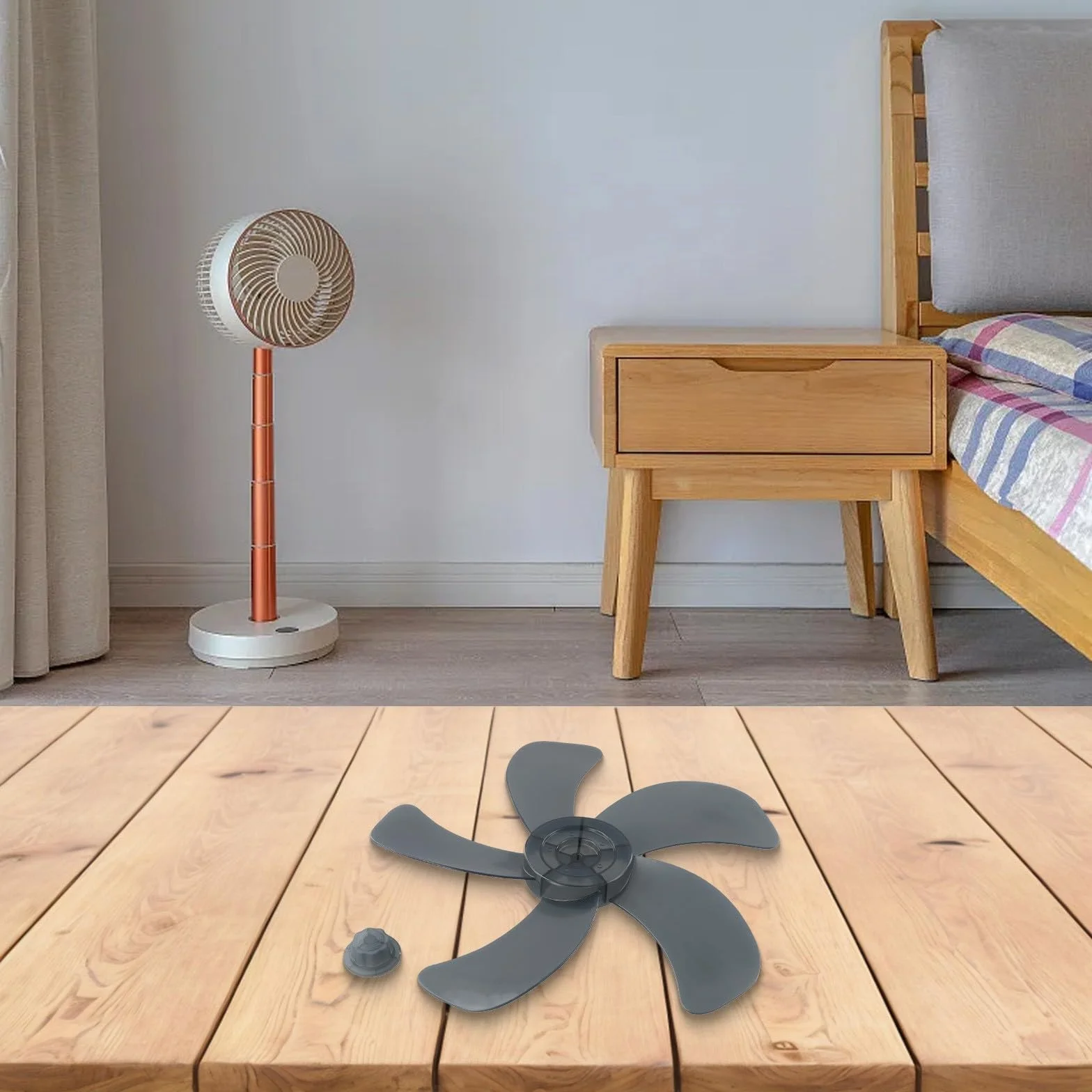 Besttoolifes Hoja de ventilador portátil de 16 pulgadas para ventiladores de pedestal, mesa y pared, radio de 20 cm, diseño de plástico de 5 hojas, refrigeración de bajo ruido, gris, compatible con
