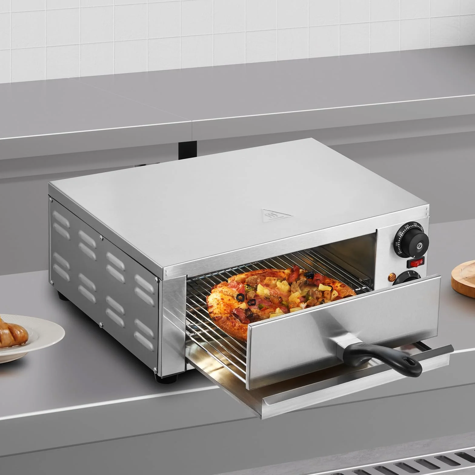 VEVOR Horno de pizza eléctrico 12 pulgadas 1500 W control temperatura temporizador
