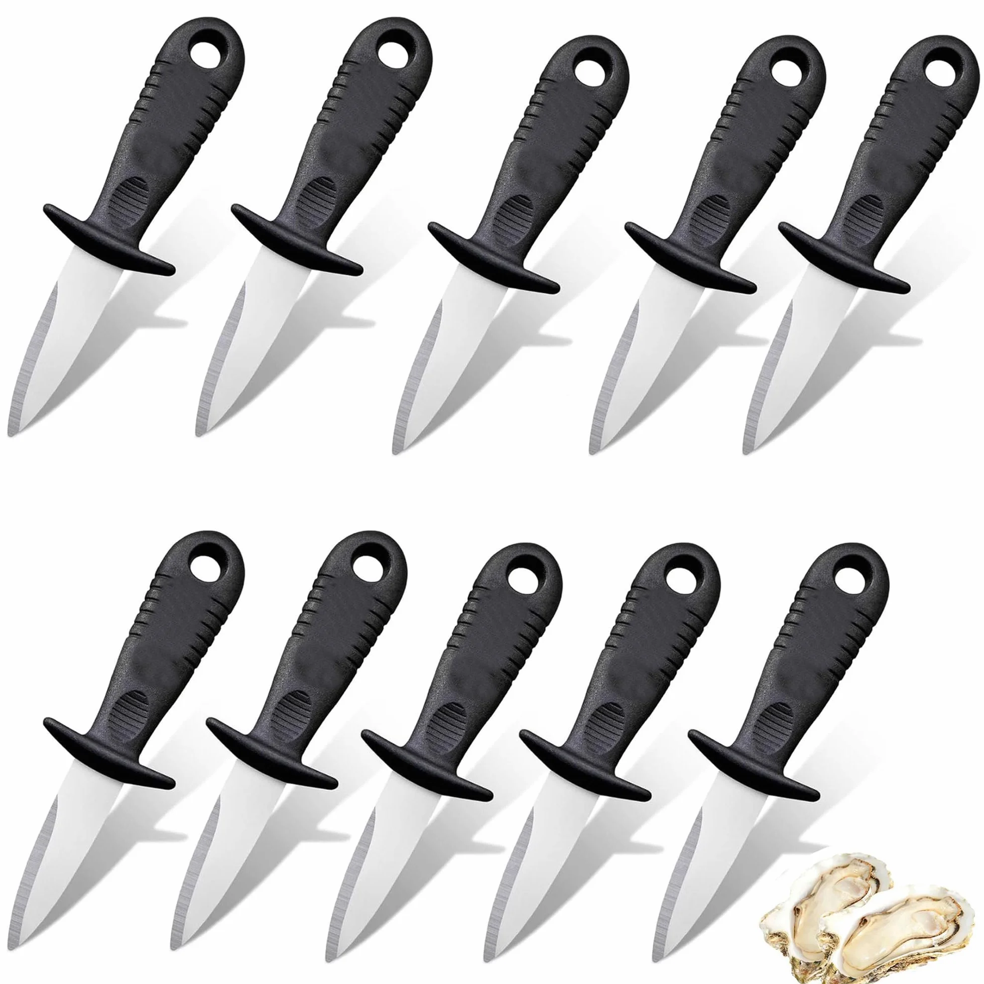 ZAHD 10 Piezas Shucker Set mariscos Cuchillo Ostras Profesional Abre Cuchillo para ostras Acero Inoxidable Abridor De Ostra Cuchillo para ostras de Acero para ostras, mariscos, mejillones (10)