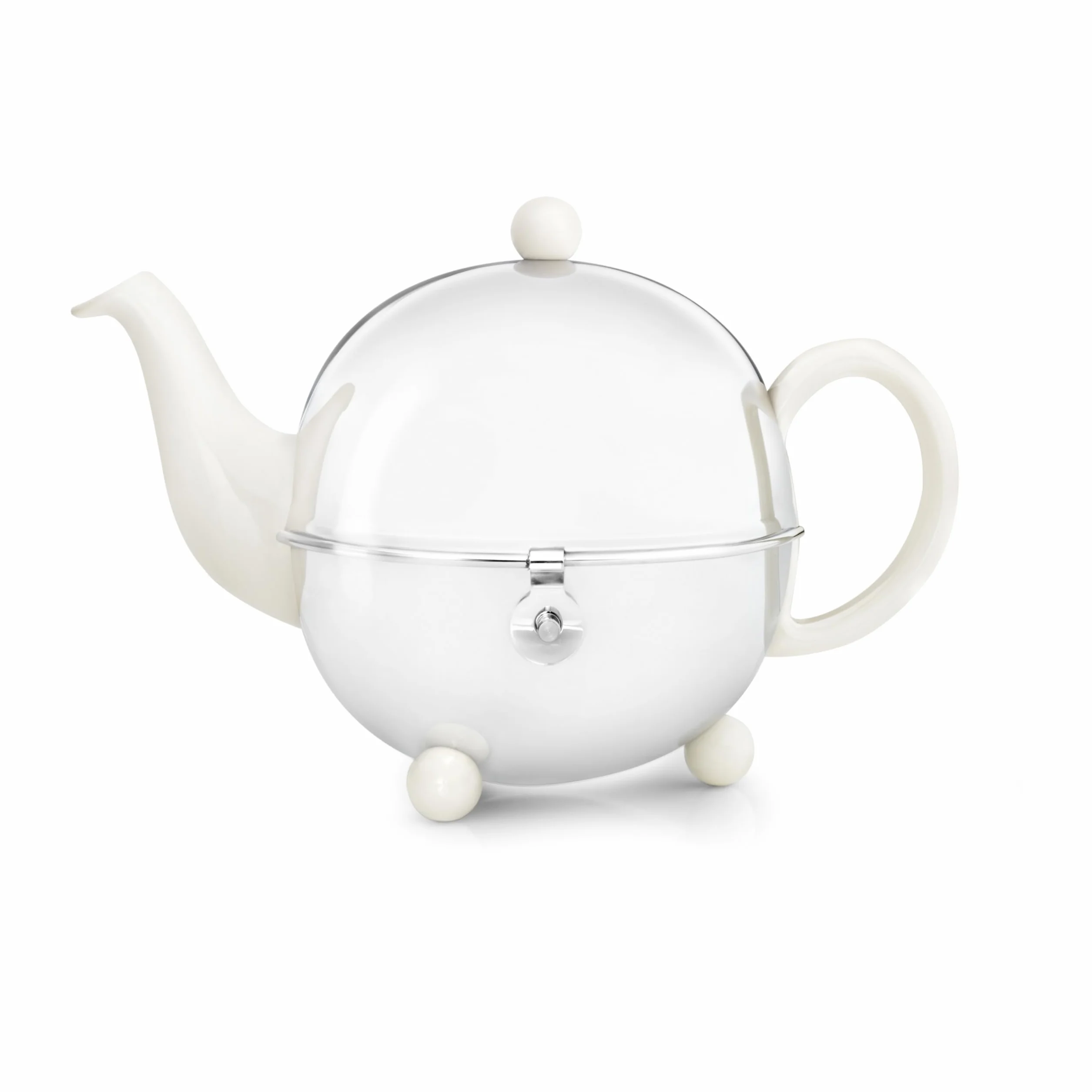 BREDEMEIJER Tetera Cosy 0,9L, Blanco Primavera, gres/INOX Brillo