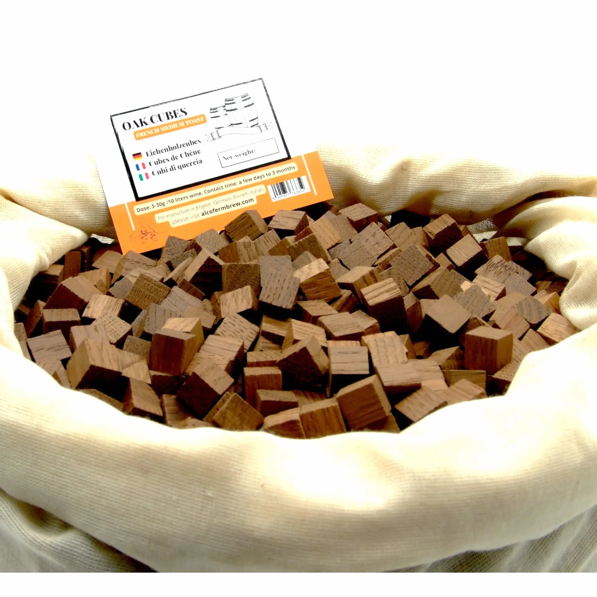 Cubos de Roble Francés 100g Tostado Medio para Aromatizar Vino Sidra Cerveza Vodka