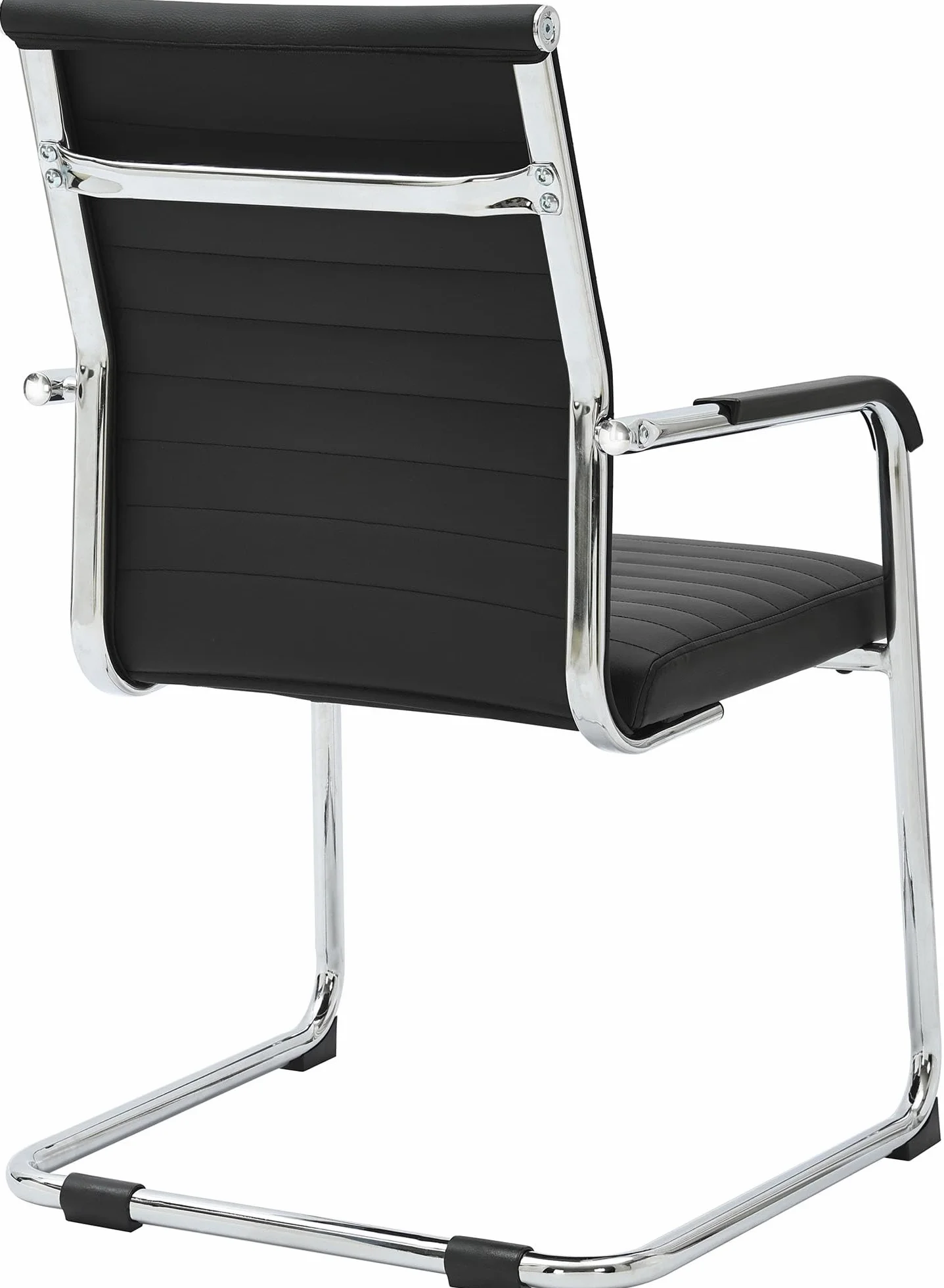 CLP Silla de Oficina ergonómica Hakon, Cantilever con reposabrazos, Estructura de Metal Cromado, Silla de visitante Negra, Color:Negro