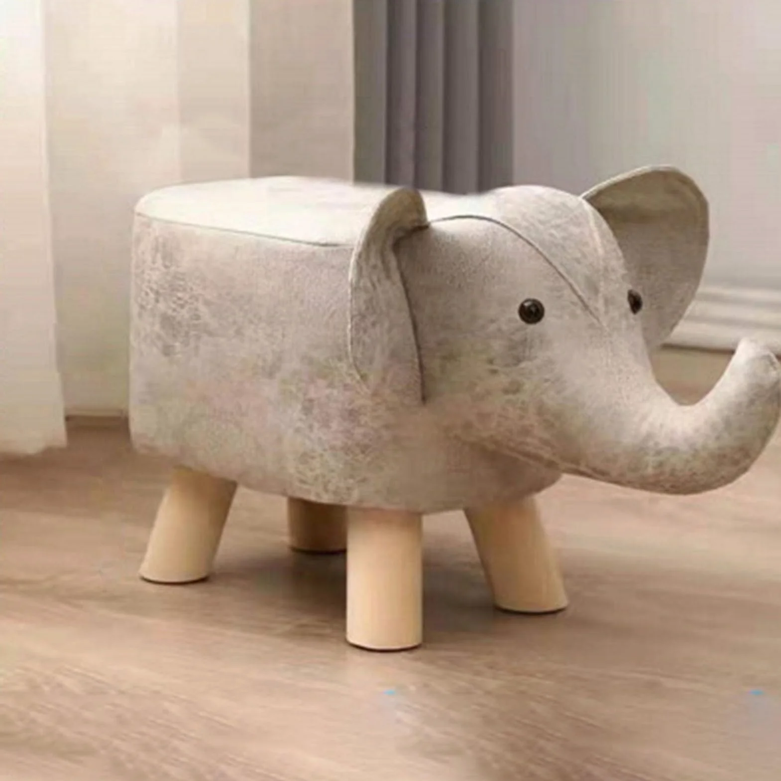 Bonitos Reposapiés de Animales Otomano Taburete Gris Blanco
