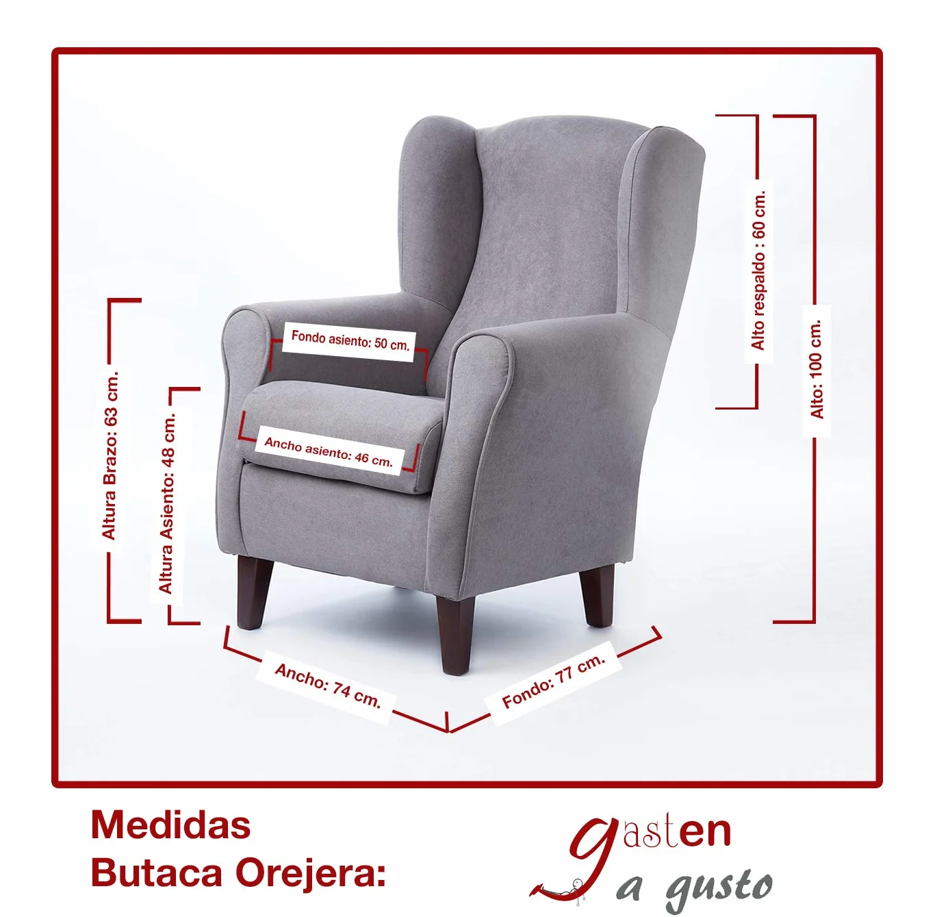 Sillón con cojin y Puff Completo EN Colores (Gris)
