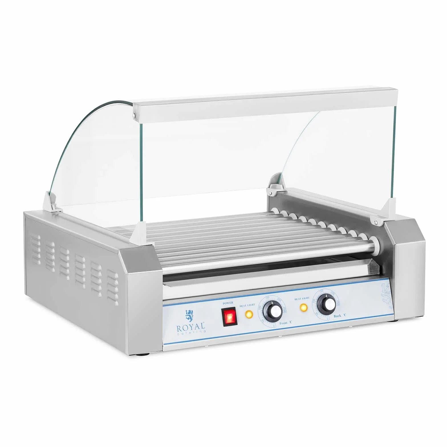 Royal Catering RCHG-11E Asador de perritos calientes 11 Rodillos 1850W 230 V Acero inox