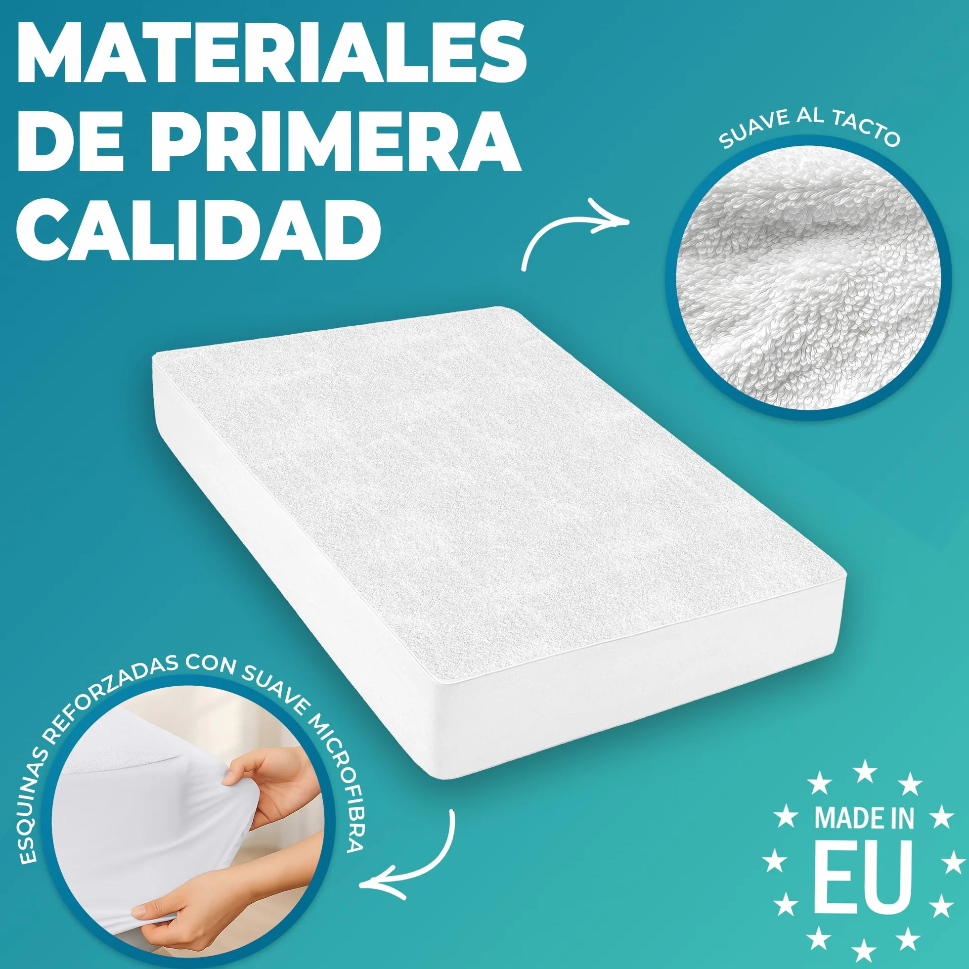 Protector Colchón 60x120 cm Funda Impermeable Algodón Sábana Cuna Hipoalergénico Antiácaros Lavable