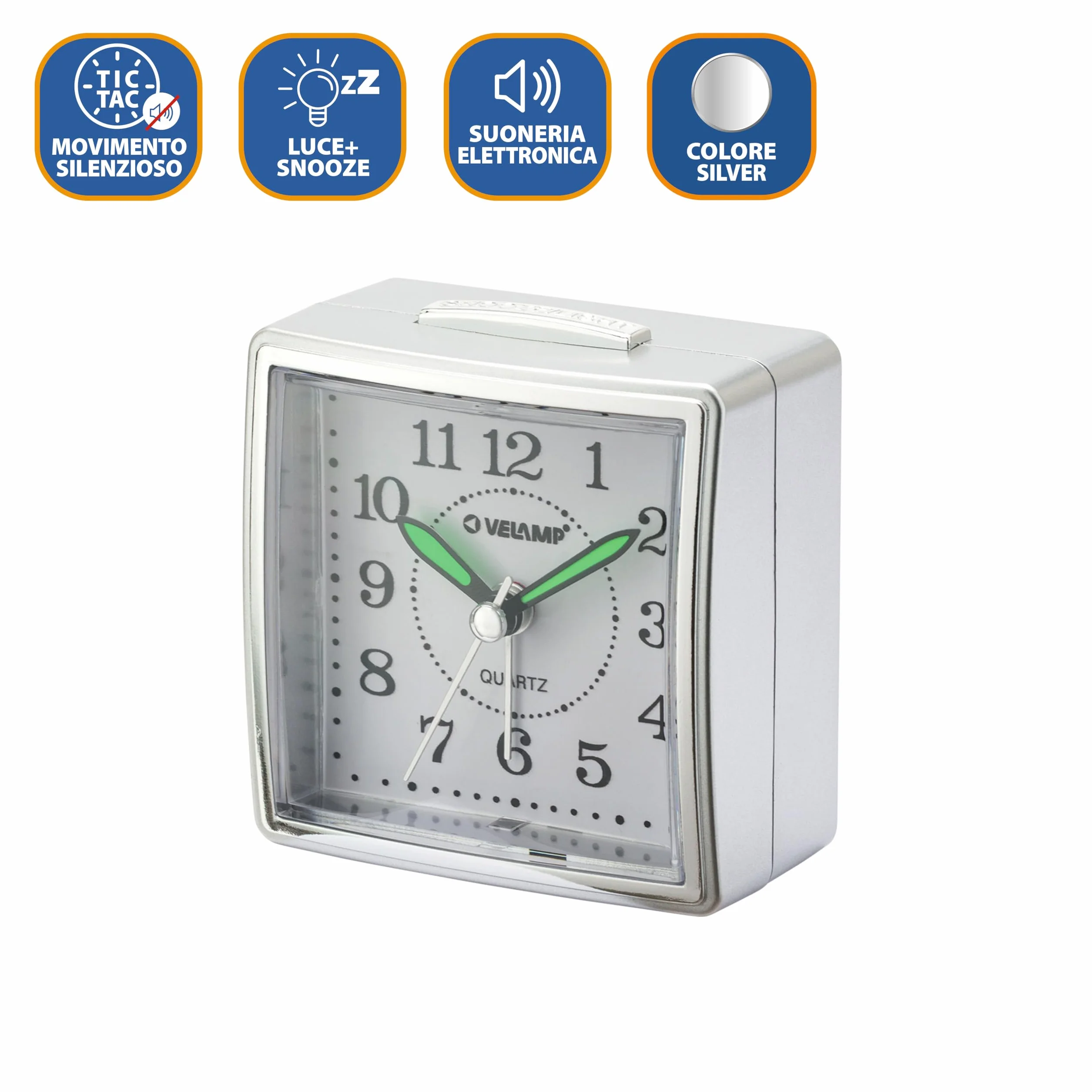 Despertador de mesilla, Reloj Despertador analógico de Cuarzo silencioso con luz, sin tictac, Reloj de Mesa Sencillo con función de repetición, Adecuado para dormitorios, escritorios, Viajes...