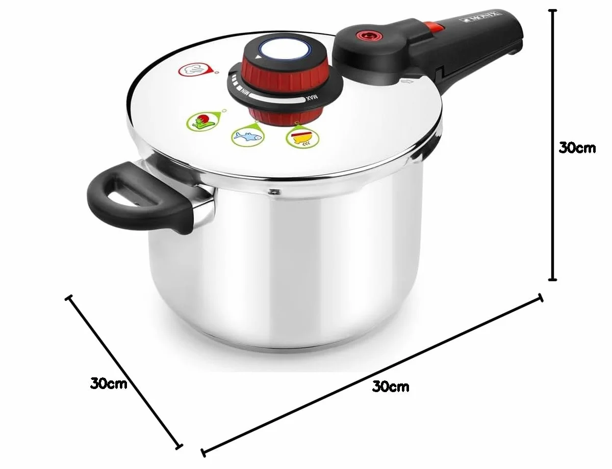 MONIX Selecta Olla a Presión Rápida 9 Litros Acero Inoxidable 18/10 Cierre Automático Plata