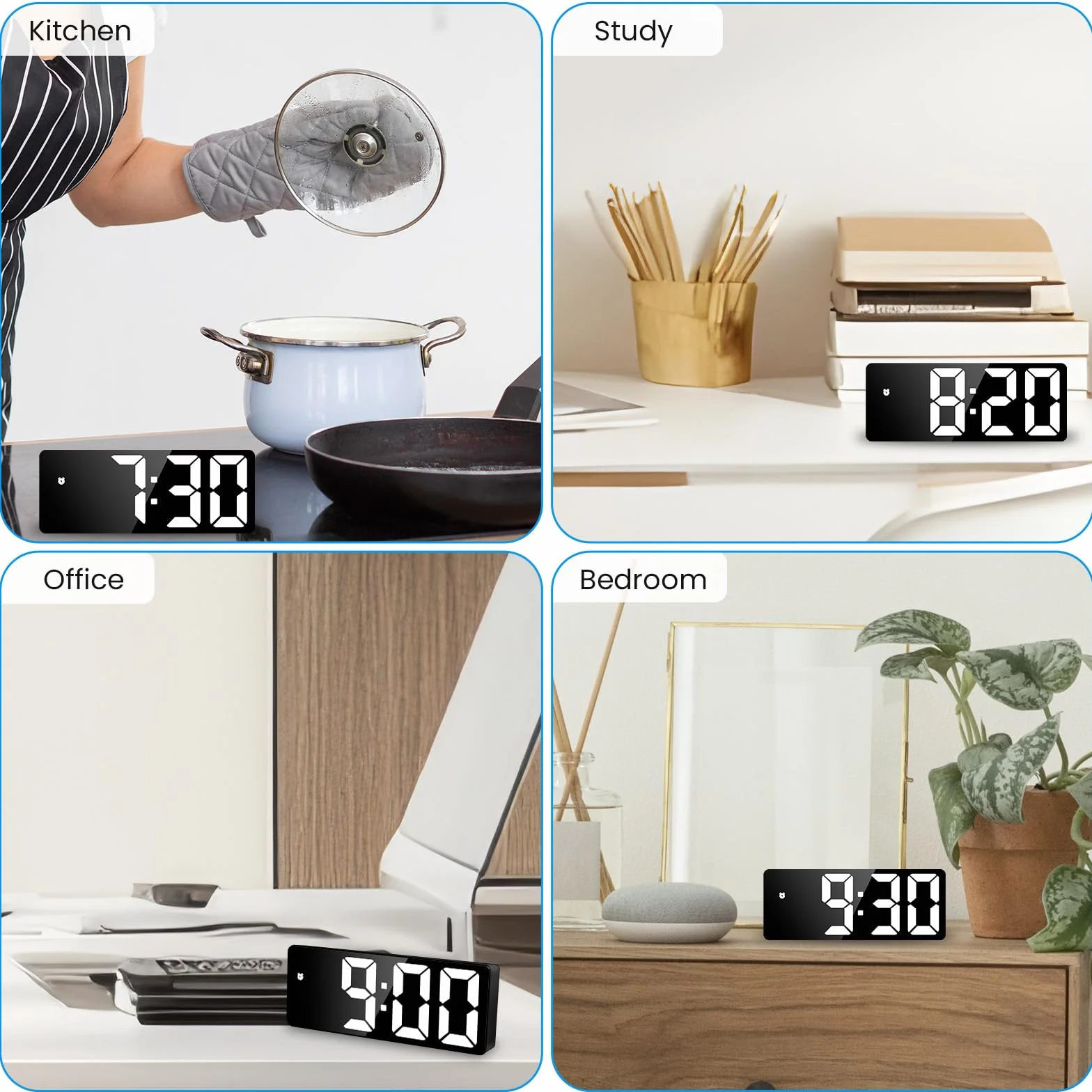 Reloj Despertador Digital, Reloj Digital Sobremesa Pantalla LED Grande Despertador Inteligente Alimentado por USB/Batería con Tiempo Fecha Temperatura Siesta Brillo Ajustable, Luz Blanco