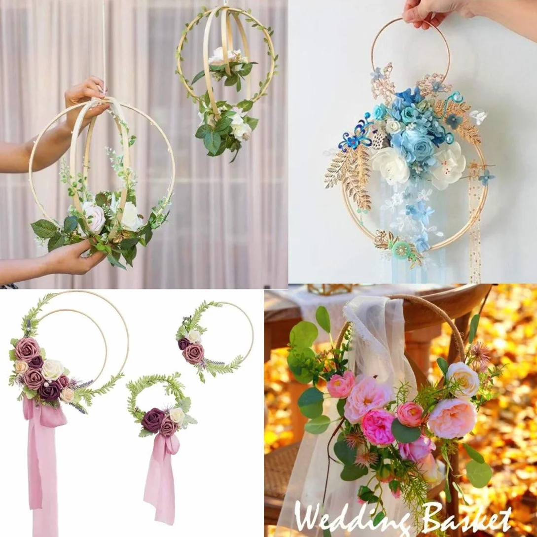 JZK Aros de Bambú y Madera para Macramé, Atrapasueños, Corona de Flores y Colgantes