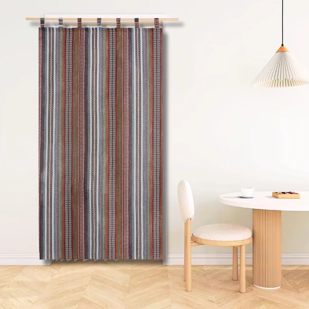 Cortina alpujarreña con trabillas RUSTICA Nº21 de 140x260 cm, Tejido jacquard, de fácil mantenimiento y resistente. Confeccionada con trabillas. Diseño rústico. Cortina de puerta exterior