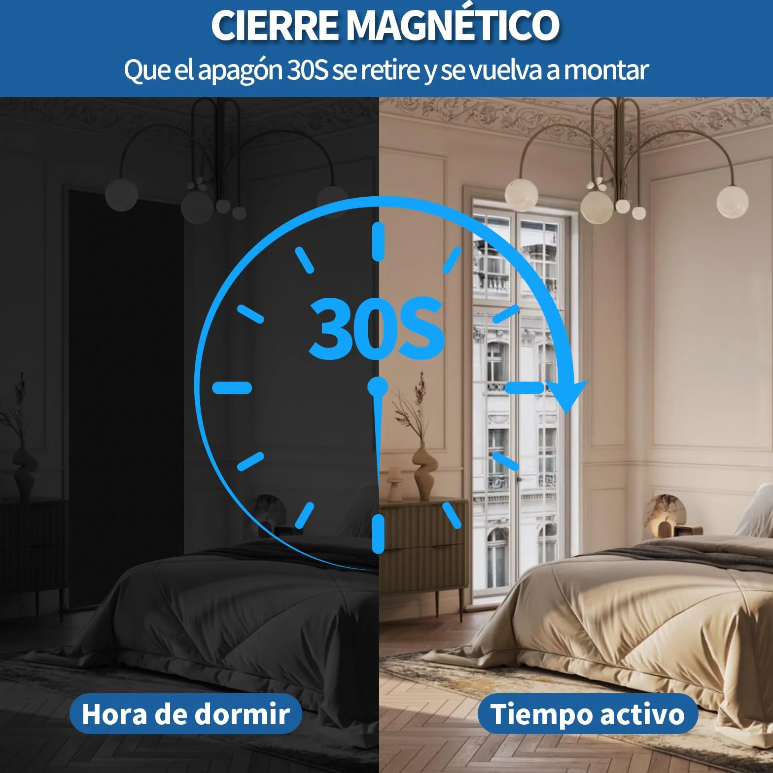 Estor Opaco Magnético para Ventana Cortina Blackout Portátil Protección Solar 100x145CM