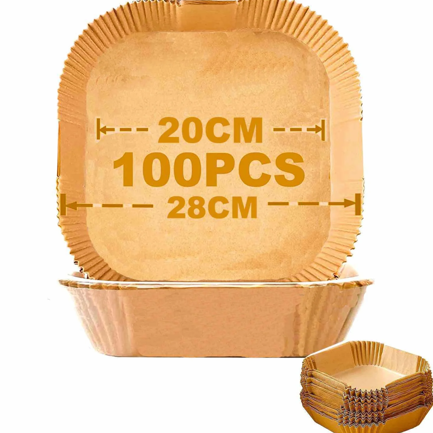 Papel para Freidora de Aire 100 Piezas 20CM Cosori Cecotec 5.5L Impermeable Antiadherente