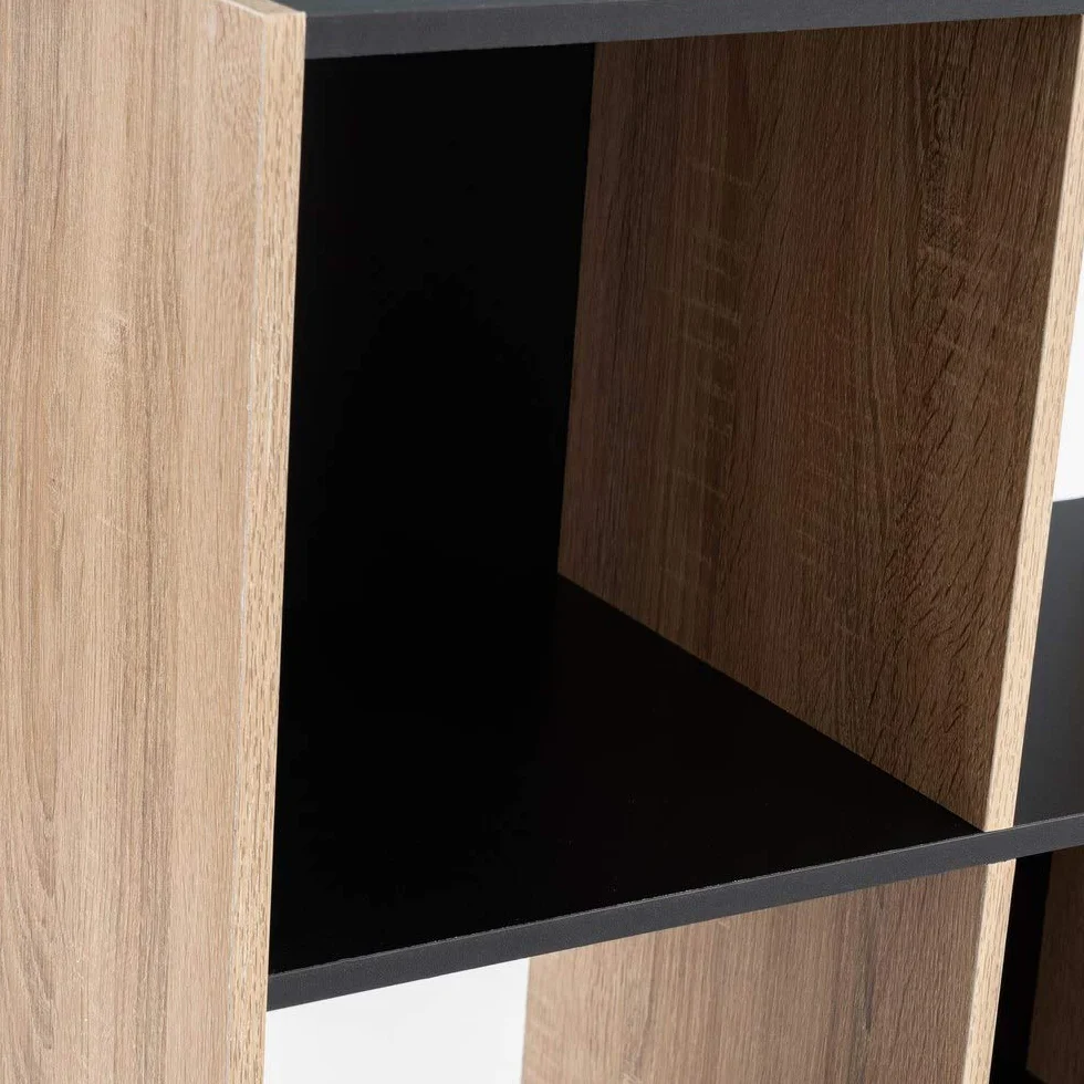 LOLAhome Estantería Cubo de 8 Cubos Madera MDF Negra y Natural