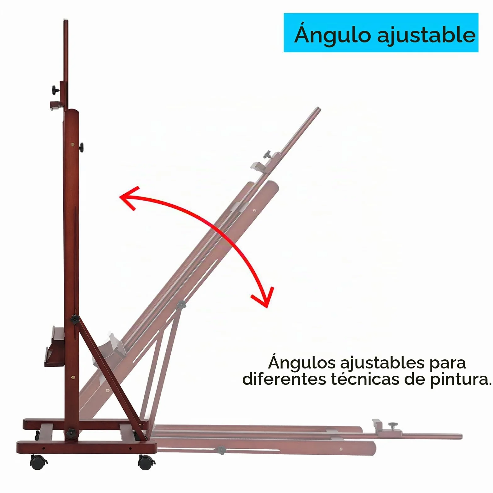 MEEDEN Caballete grande para artistas de estudio, capacidad para máximo lienzo de 48 pulgadas, caballete de madera de haya maciza con marco en H con bandeja de almacenamiento grande, soporte ajustable