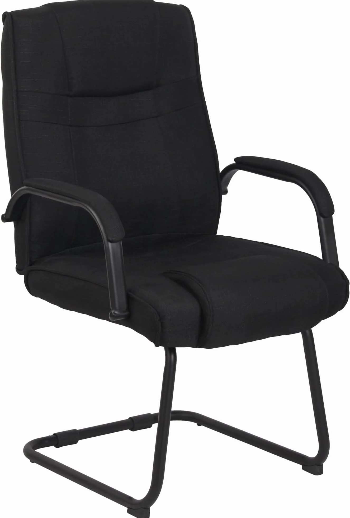 Silla Cantiléver Attila Tapizada en Tela con Base de Metal y Reposabrazos, Negro