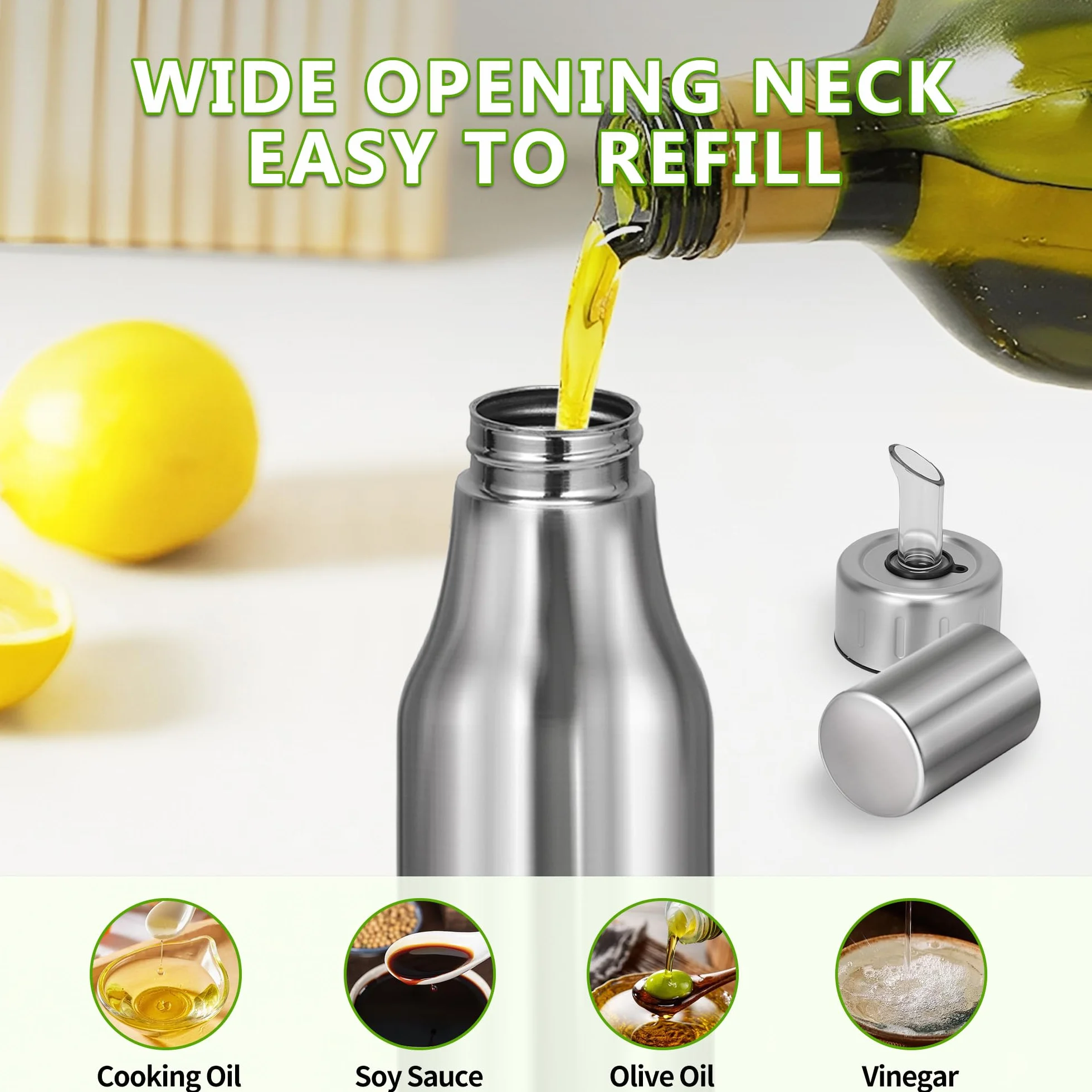 Botella dispensadora de aceite de acero inoxidable