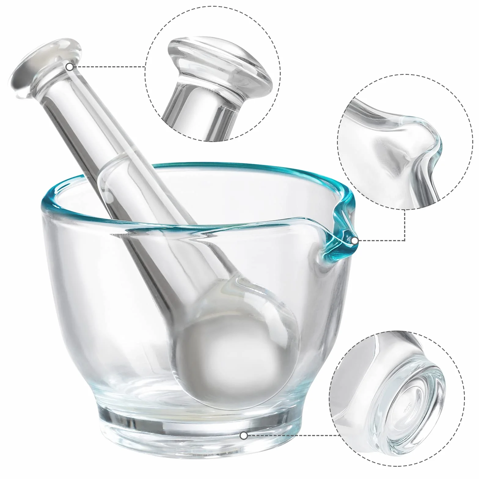 Ultrassist Mortero de vidrio y mortero tazón, amoladora de medicamentos y mezclador para laboratorio de farmacia o ciencia (4 oz)