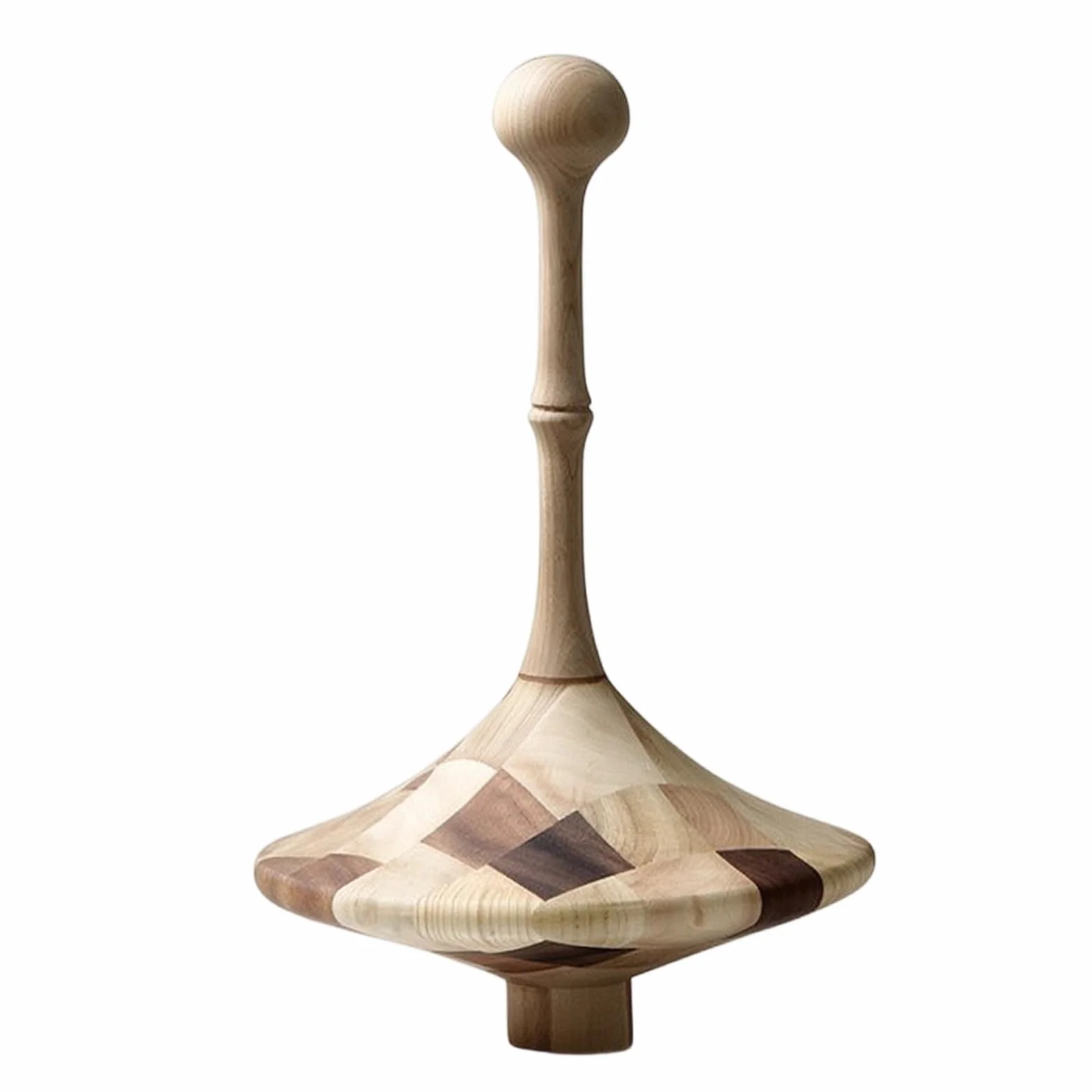 MagiDeal Trompo Decorativo de Madera Escultura Adorno Figura en con Visibles y Cuerpo Geométrico Pieza de Mesa con Base Corta Adecuado para Estantería Sala de Estar