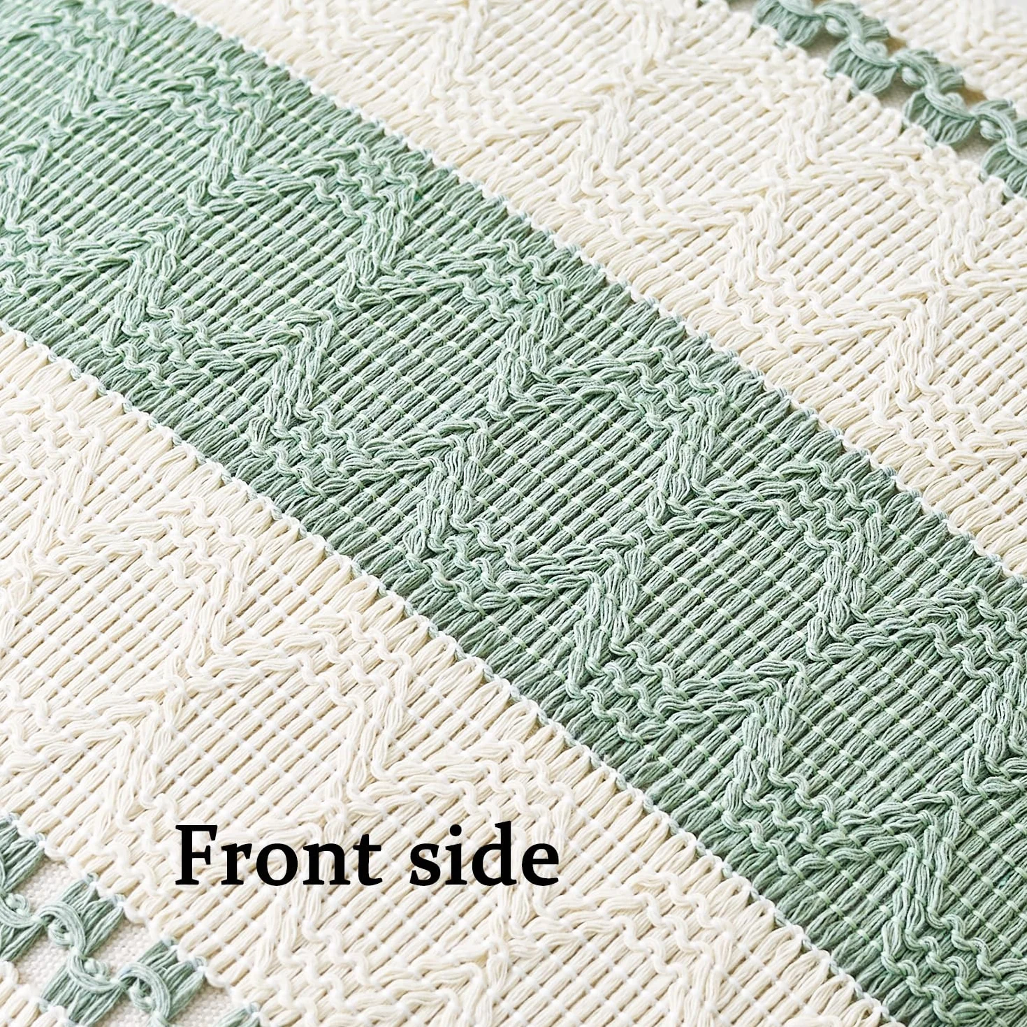 Funda Cojin 30x50 cm Verde Salvia Boho Textura Tejida Algodón Lino Rectángulo Juego de 2