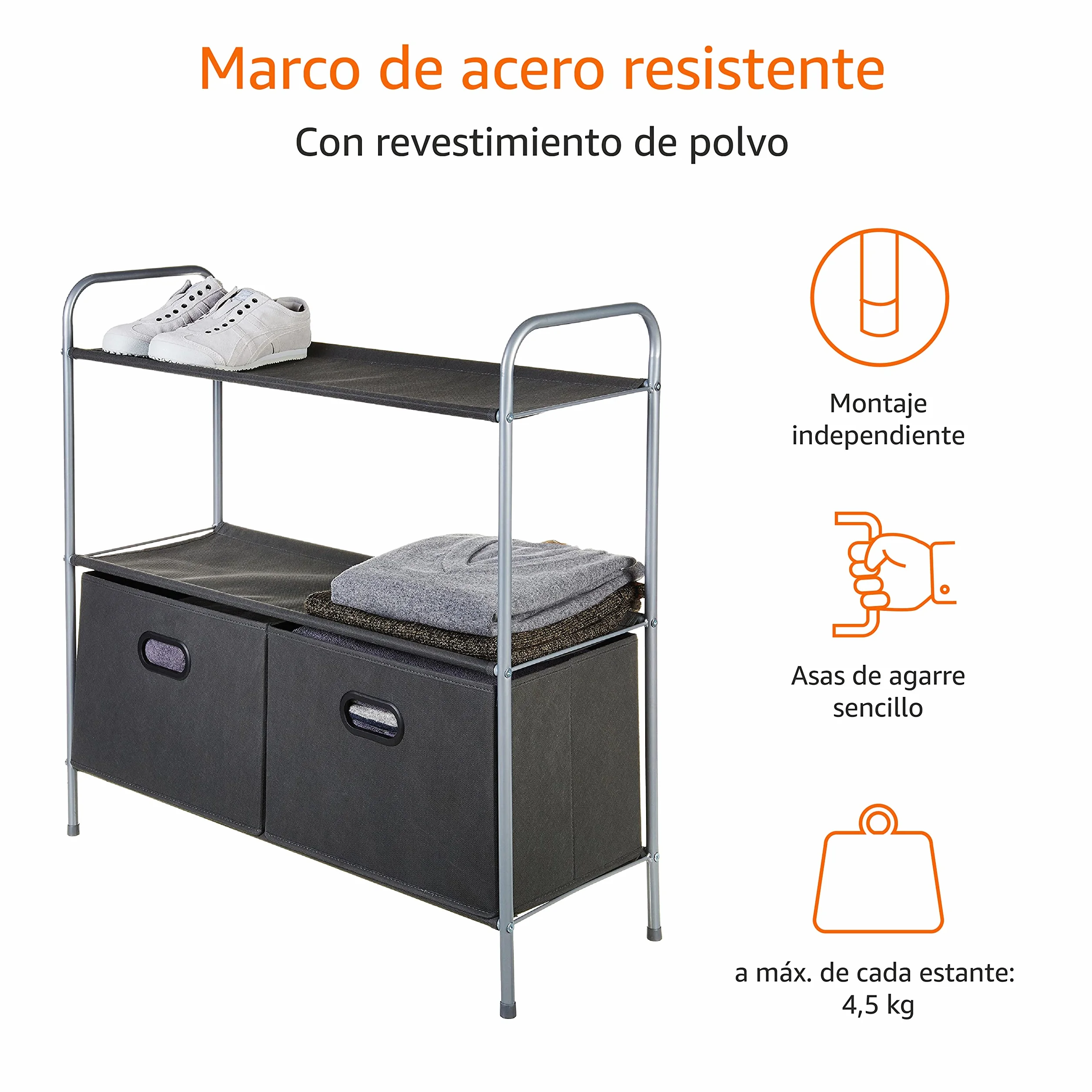 Amazon Basics Organizador de Armario 83x31x78.7 cm Gris