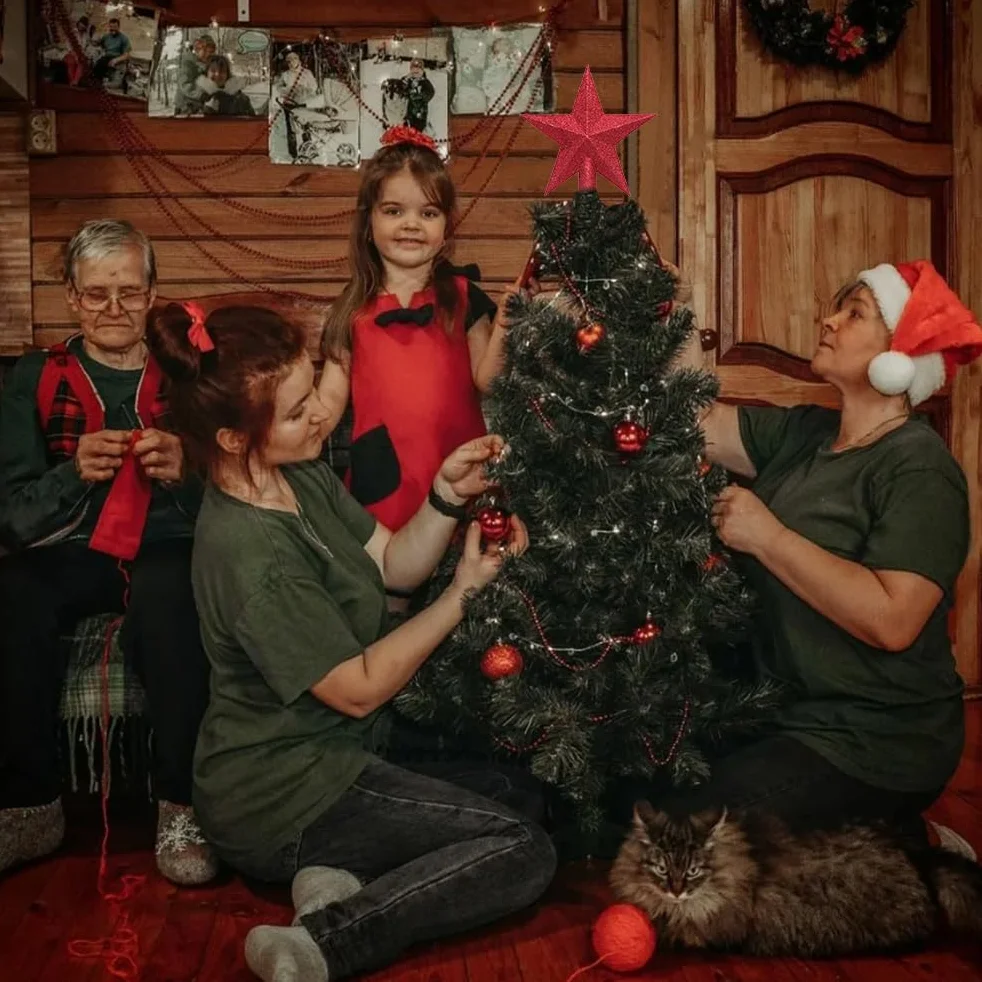 Sombrero para el Árbol de Navidad con Estrellas Brillantes - Rojo